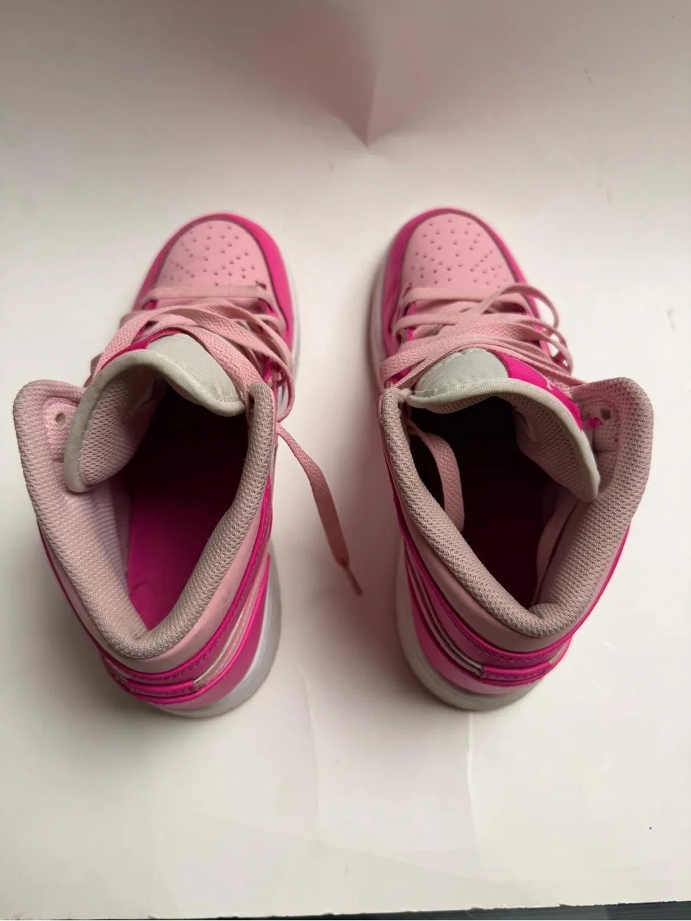 Jordan Kids High-Top Sneakers in Hot Pink and Light Pink
